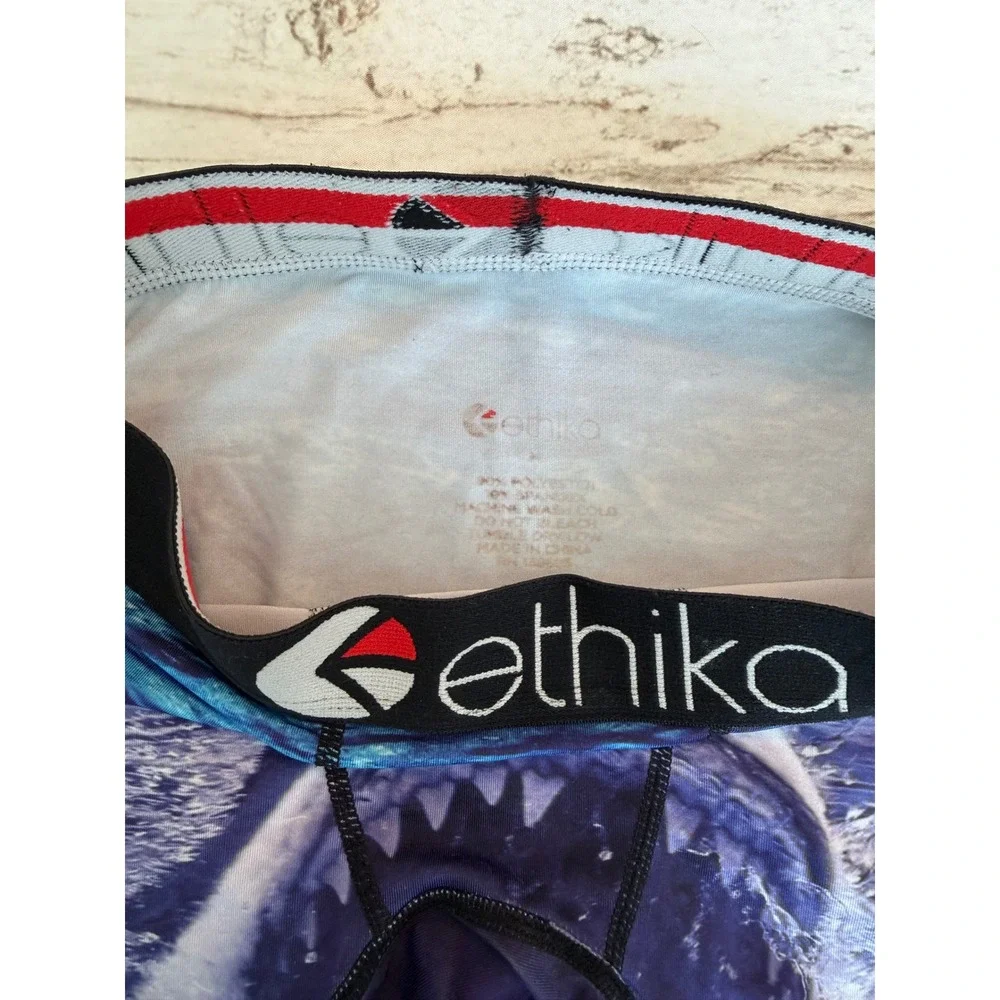 Ethika Mens Great White Shark Boxer Briefs Blue Ocean Graphic Staple Fit Small